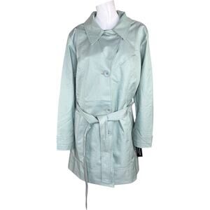 Isaac Mizrahi Live! Water Resistant Trench Coat Lining and Hood Desert Sage XL